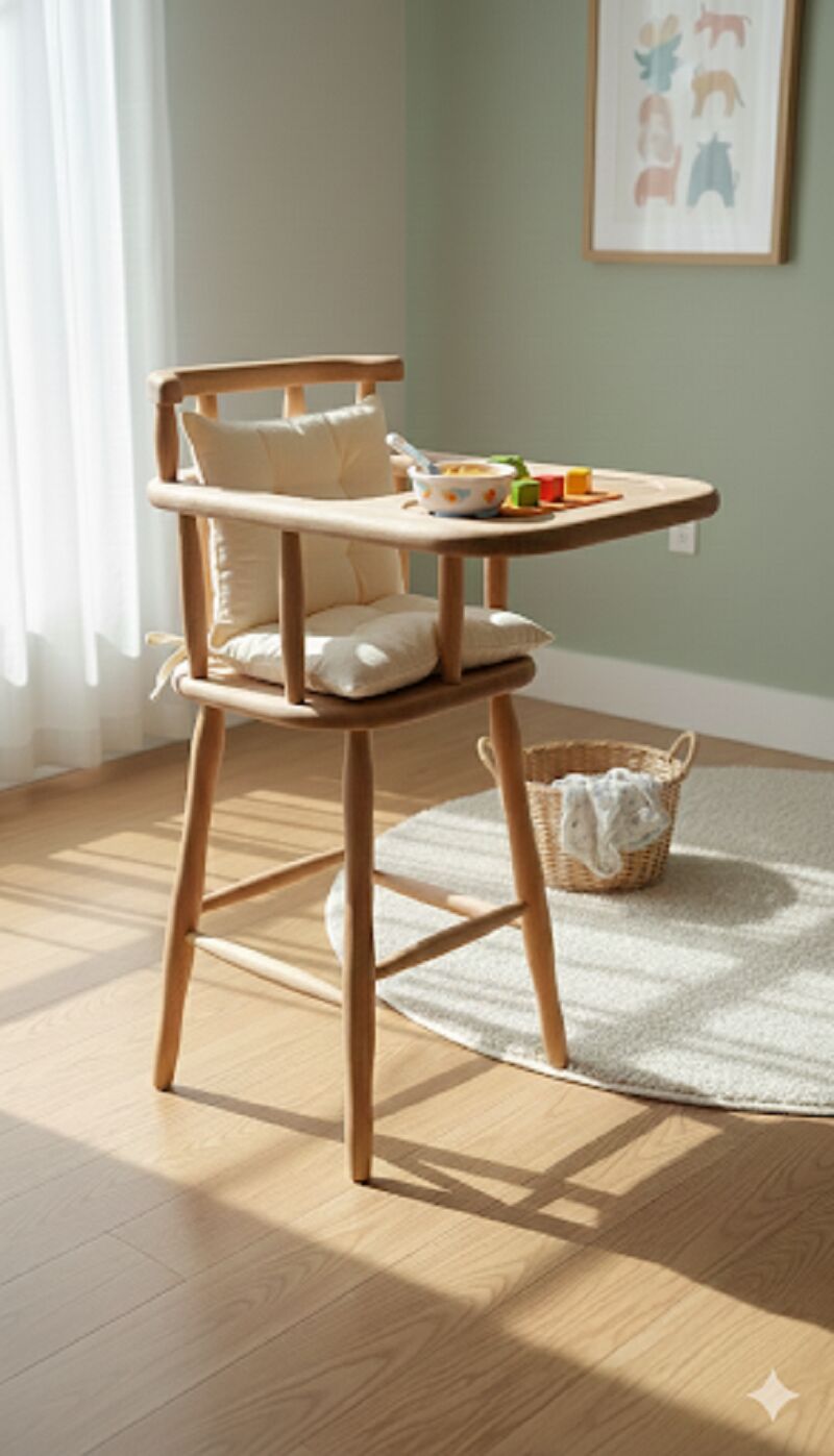 MMS AHŞAP NATUREL AHŞAP MAMA SANDALYESİ