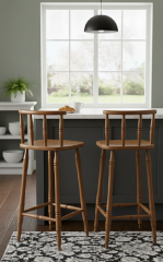 MMS AHŞAP CEVİZ ADA MUTFAK VE BAR SANDALYESİ